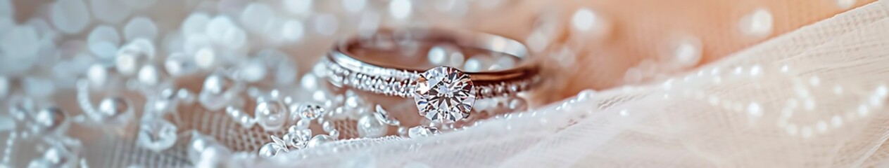 Design diamond rings on white dress