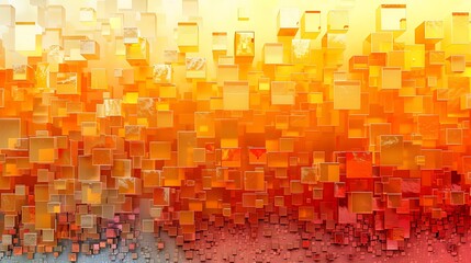 Fototapeta premium Pixelated effect with varying shades of yellow squares, bright and energetic, hd quality, digital illustration, geometric design, high contrast, modern aesthetic, artistic composition, seamless blend.