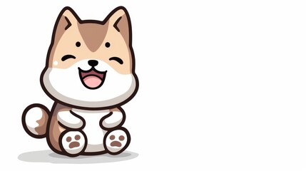  A cartoon dog sits on the ground with an extended tongue and open mouth