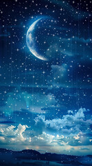 Fototapeta premium Night sky and moon stars wallpaper background 