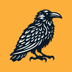 Common Raven bird vector art illustration