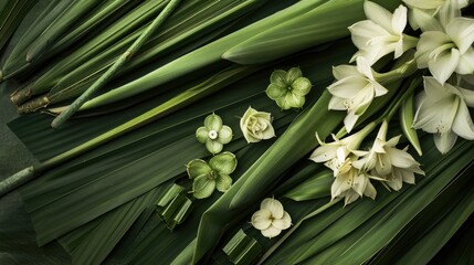 Obraz premium Flowers and sliced pandan leaves for decorating tombs or funerals