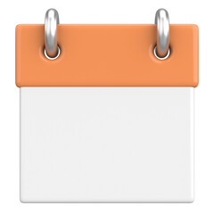 Empty calendar. 3D calendar. 3D illustration.