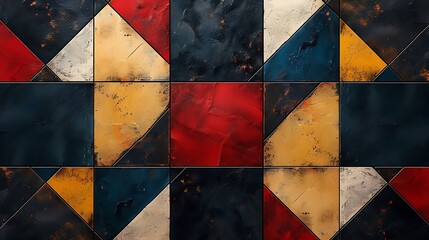 Tiled square pattern with alternating primary colors, hd quality, digital rendering, bold and dynamic, high contrast, minimalist design, modern art, artistic abstraction, playful and energetic.