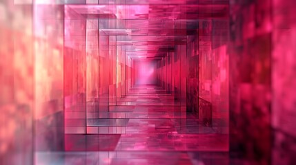 Obraz premium Vibrating squares pattern with each square offset, bold and vibrant, shades of pink and magenta, hd quality, digital illustration, high contrast, geometric design, modern aesthetic.