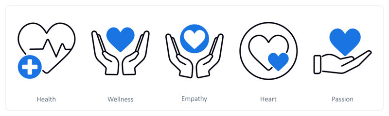 Obraz premium A set of 5 Mix icons as health, wellness, empathy