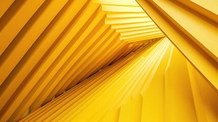 A yellow room with yellow walls and yellow stairs