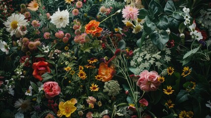 Obraz premium Different types of flowers found in a field