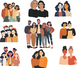 Friends of different ages and skin colors