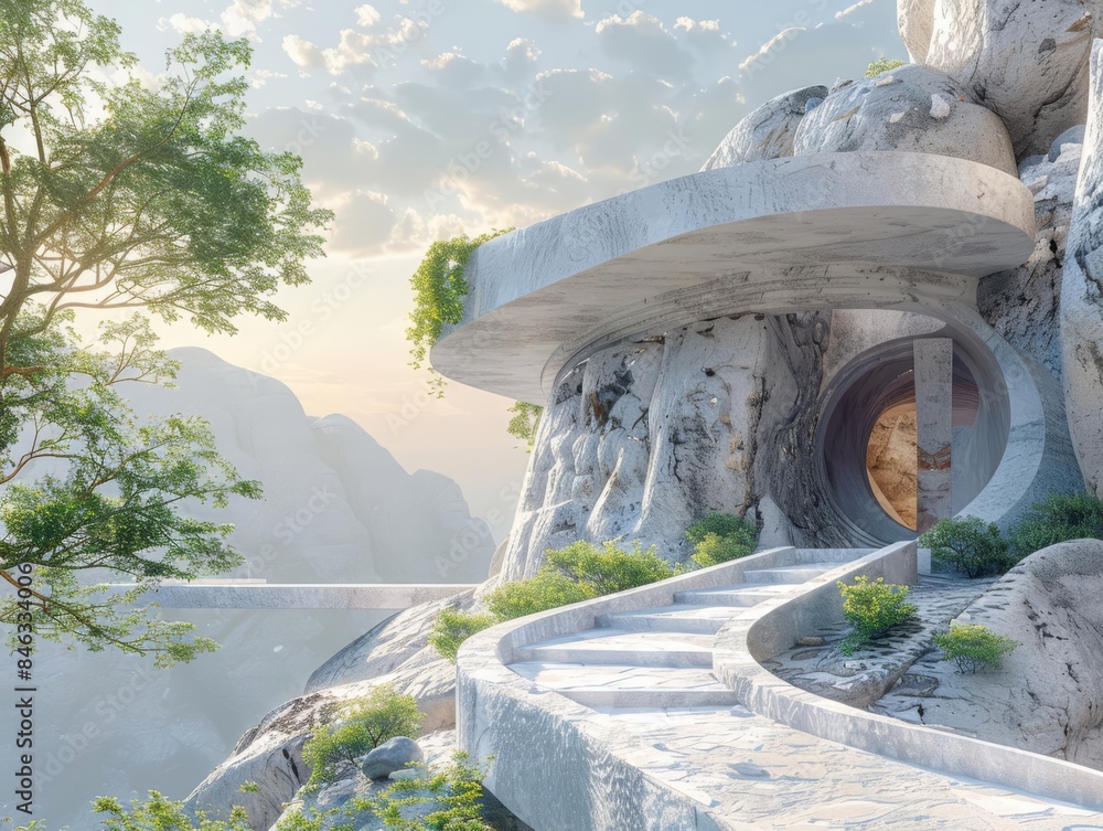 Poster a photorealistic virtual environment with a technology scene showcasing a digital terrain from a til