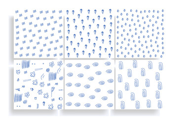 Monochrome Doodle Seamless Pattern Set