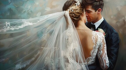 Blissful Embrace A Breathtaking Portrait of a Joyous Bride and Groom on Their Special Day