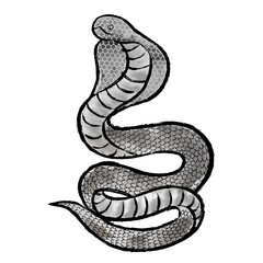 筆と水墨画風のコブラのシルエットイラスト素材