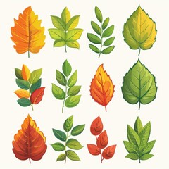 Fototapeta premium Isolated leaves clipart for digital and print design projects.
