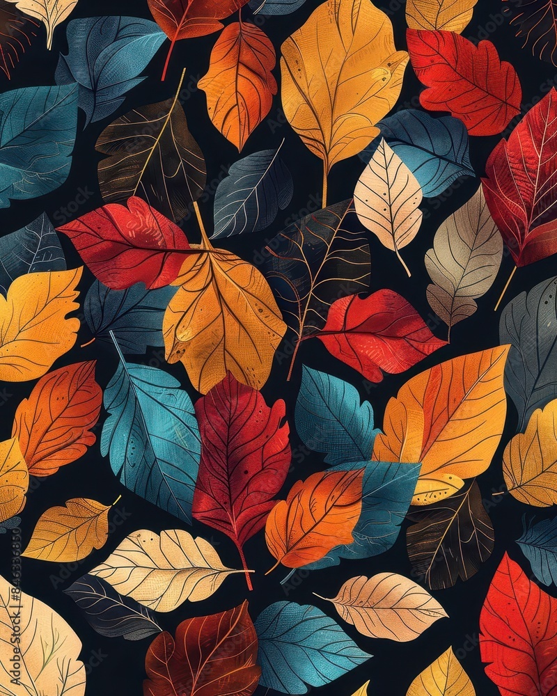 Poster leaves pattern design with intricate and seamless details.
