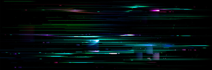 Vhs tv screen pattern with colorful lines and pixel dots on black background. Vector illustration set of vintage television video play or pause noise effect. Retro digital technology signal error.