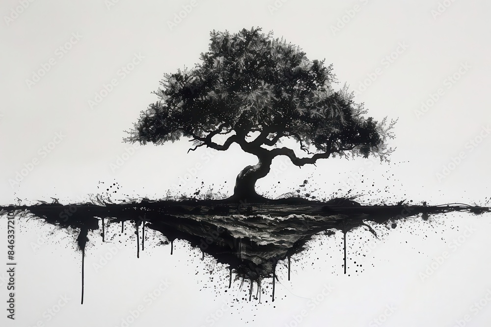 Poster silhouette tree art with elegant and minimalist designs is perfect for adding a touch of sophisticat