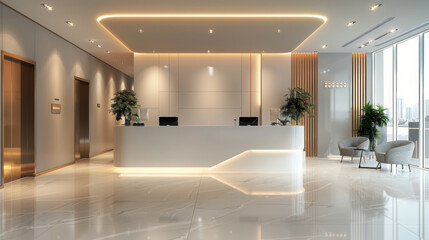 Cultural and creative company office front desk. Generative AI.