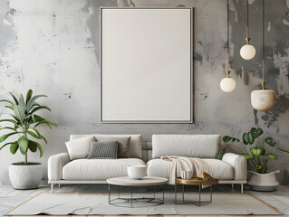 Modern Interior Blank Poster Frame Mock-Up
