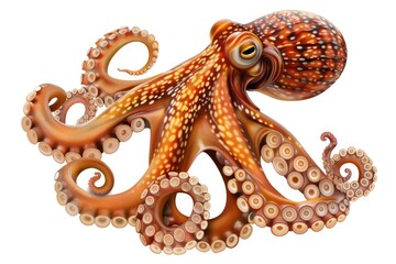 Obraz premium A large orange octopus with black spots on its head and body