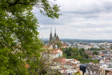 Cloudy day in Brno, Czechia; Cathedral of St. Peter and Paul, Katedr&aacute;la svat&eacute;ho Petra a Pavla
