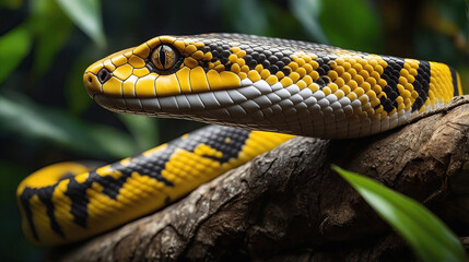 Fototapeta premium snake in the dark forest, wildlife photography