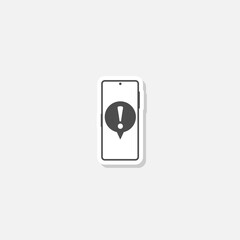 Smart phone notification icon sticker isolated on gray background