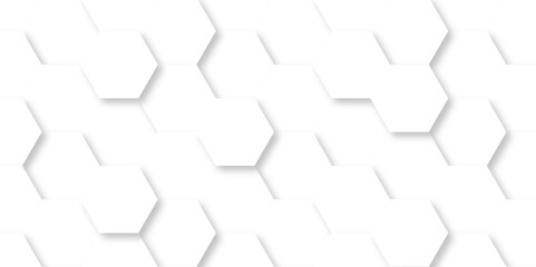 Fototapeta premium Abstract background with hexagons. Geometric hexagon polygonal pattern background vector. seamless bright white abstract honeycomb grid 3d cell tile technology texture backdrop concept.