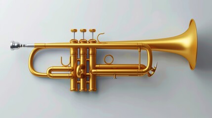 Fototapeta premium 3D realistic trumpet for music instrument in plastic cartoon style