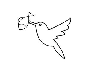 Heron hold fish icon vector symbol design illustration
