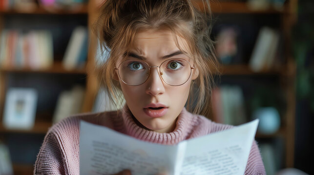 Student is shocked by a letter she is reading