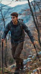 Trailblazer: Young Man Hiking Through Mountain Path