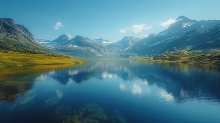 Fototapeta premium Drone perspective of the serene and majestic Jotunheimen National Park, Norway