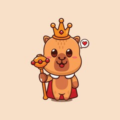 Cute king capybara cartoon vector illustration