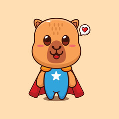 Cute super capybara cartoon vector illustration
