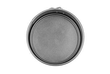 A top view of a round metal cake pan, perfect for baking delicious desserts