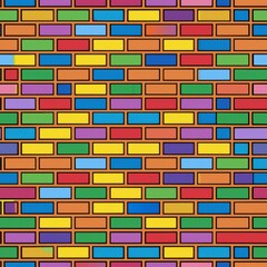 Seamless pattern of rainbow-colored bricks in a repeating geometric pattern, Generative AI