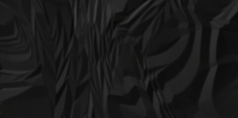 Fototapeta premium Black crumpled paper background texture pattern overlay. crinkled wrapper rumple wrinkled high resolution arts craft and Seamless black crumpled paper. 