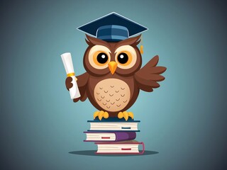 Cartoon Owl with Graduation Cap