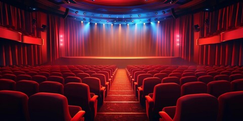 Elegant Red Theater Setup in Performing Arts Center