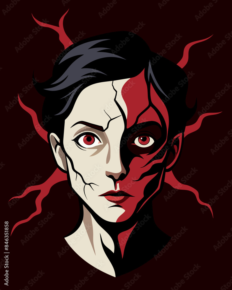 Poster the reflection of a once beautiful face now twisted and contorted with dark s pulsing beneath the sk