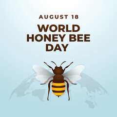 world bee day vector illustration for celebration. world bee day with globe and bee design. bee illustration. honey and bee.