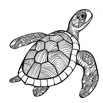 coloring drawing of turtle for kids