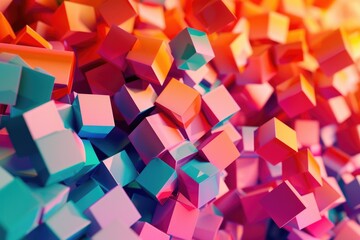 A colorful image of many different colored cubes