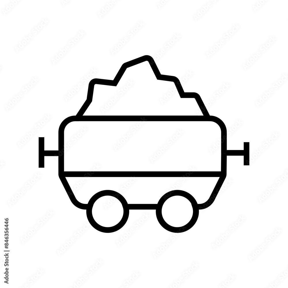 Poster mining cart icon perfect for industry and resource extraction themes