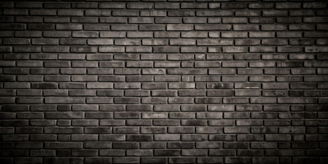 Black brick wall panoramic background.