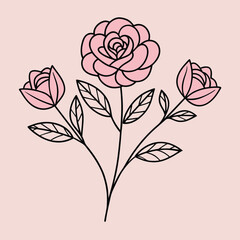 Hand drawn line flowers vector design