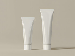 Front & Back Blank Cosmetic Cream Tube Packaging Mockup