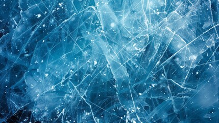 ice texture with blue color and frozen cracks. Ice background