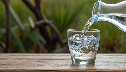 Water pouring into a glass